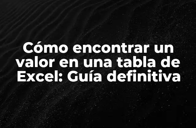 Cómo Encontrar un Valor en una Tabla de Excel: Guía Definitiva