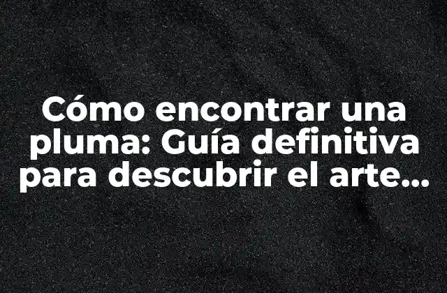 Cómo Encontrar una Pluma: Guía Definitiva para Descubrir el Arte de la Búsqueda