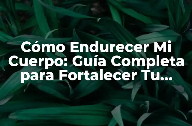 Cómo Endurecer Mi Cuerpo: Guía Completa para Fortalecer Tu Físico