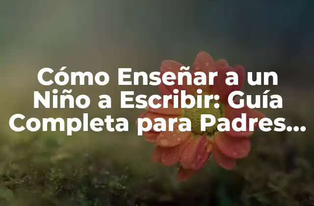 Cómo Enseñar a un Niño a Escribir: Guía Completa para Padres y Maestros