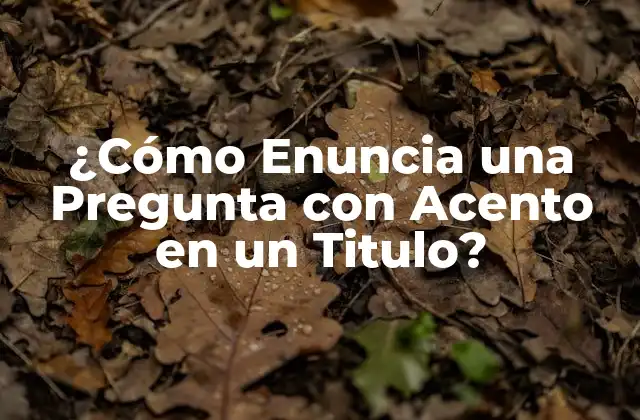 ¿cómo Enuncia una Pregunta con Acento en un Titulo?
