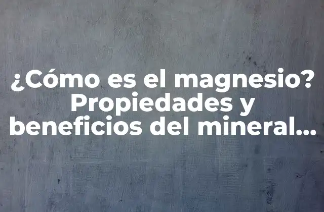 ¿cómo es el Magnesio? Propiedades y Beneficios Del Mineral Esencial