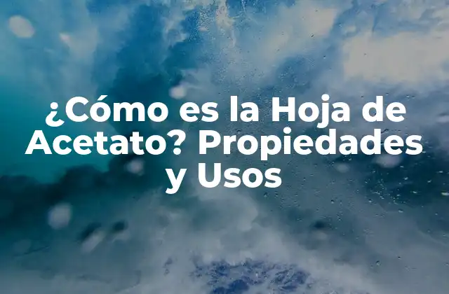 ¿cómo es la Hoja de Acetato? Propiedades y Usos