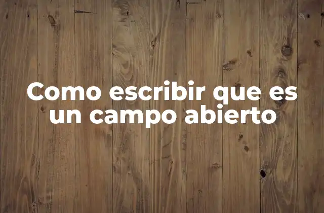 Como Escribir que es un Campo Abierto