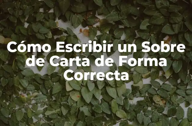 Cómo Escribir un sobre de Carta de Forma Correcta