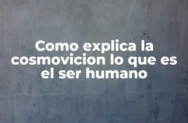 Como Explica la Cosmovicion Lo que es el Ser Humano