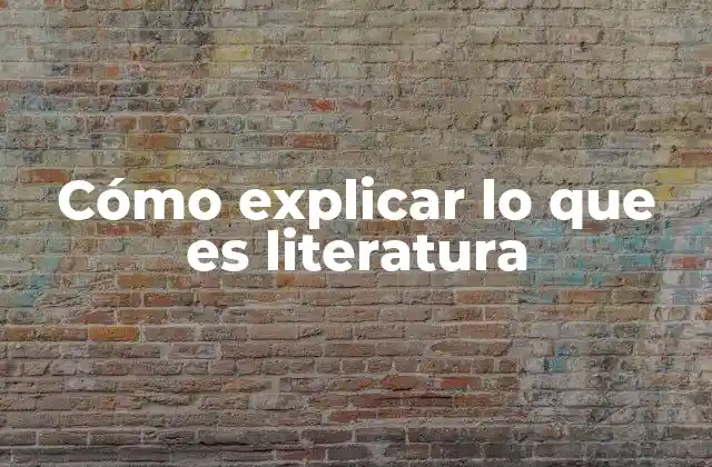 Cómo Explicar Lo que es Literatura