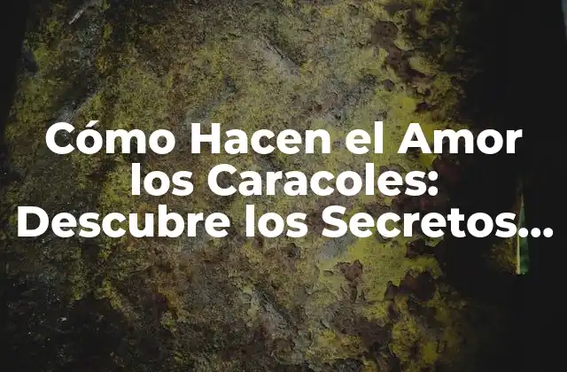 Cómo Hacen el Amor los Caracoles: Descubre los Secretos Del Amor entre Moluscos