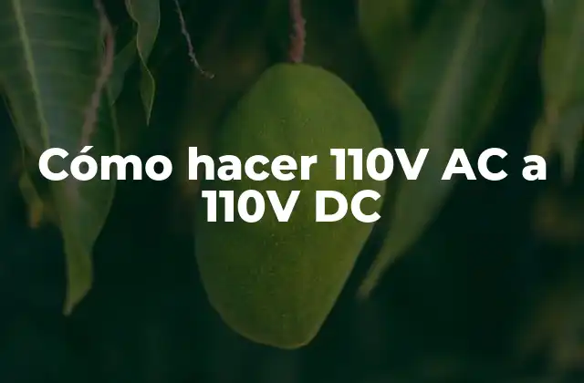 Cómo Hacer 110v Ac a 110v Dc