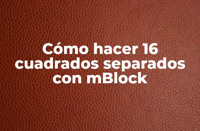 Cómo Hacer 16 Cuadrados Separados con Mblock