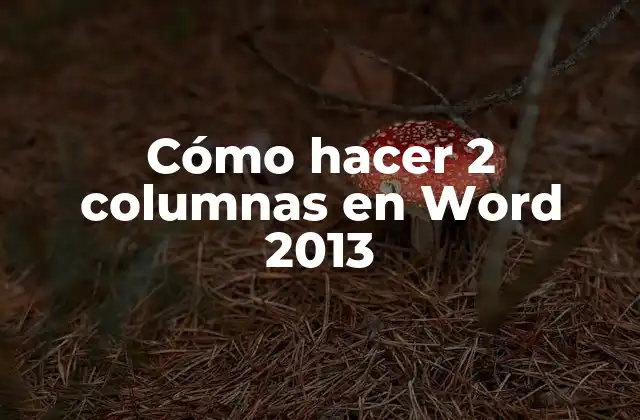 Cómo Hacer 2 Columnas en Word 2013