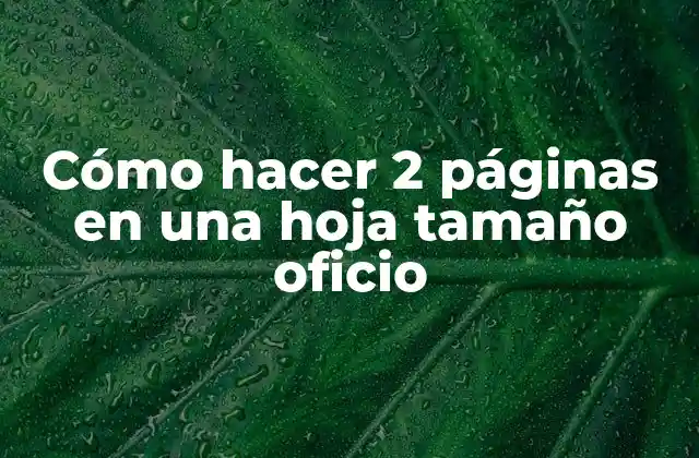 Cómo Hacer 2 Páginas en una Hoja Tamaño Oficio