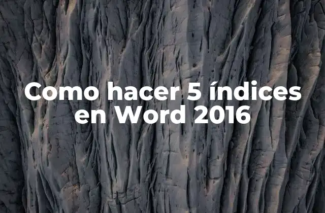 Como Hacer 5 Índices en Word 2016