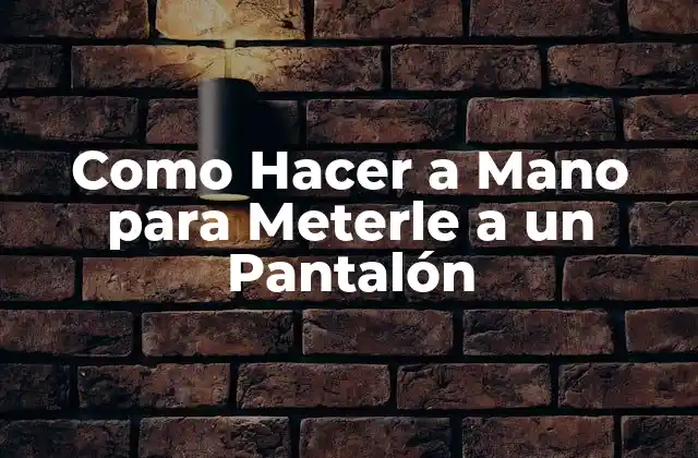 Como Hacer a Mano para Meterle a un Pantalón