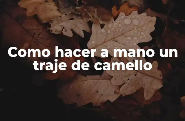 Como Hacer a Mano un Traje de Camello