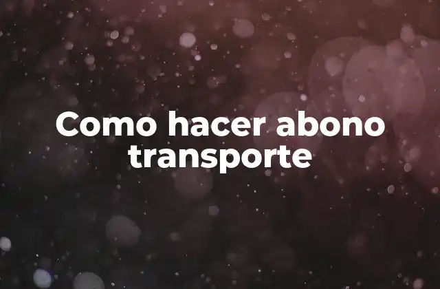 Como Hacer Abono Transporte