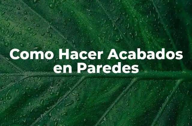 Como Hacer Acabados en Paredes