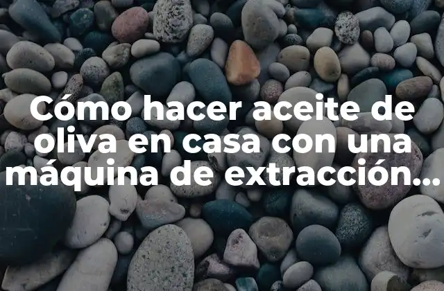 Cómo Hacer Aceite de Oliva en Casa con una Máquina de Extracción de Aceite de Oliva