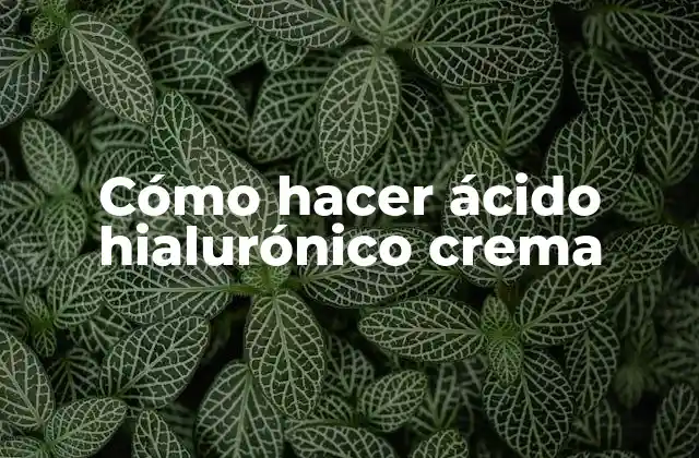 Cómo Hacer Ácido Hialurónico Crema