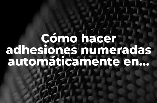 Cómo Hacer Adhesiones Numeradas Automáticamente en Excel