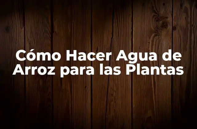 Cómo Hacer Agua de Arroz para las Plantas