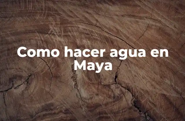 ¿Qué es el agua en Maya y para qué sirve?