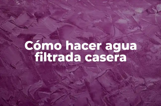 Cómo Hacer Agua Filtrada Casera