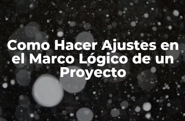 Como Hacer Ajustes en el Marco Lógico de un Proyecto