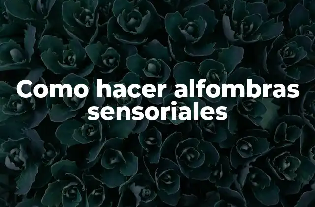 Como Hacer Alfombras Sensoriales