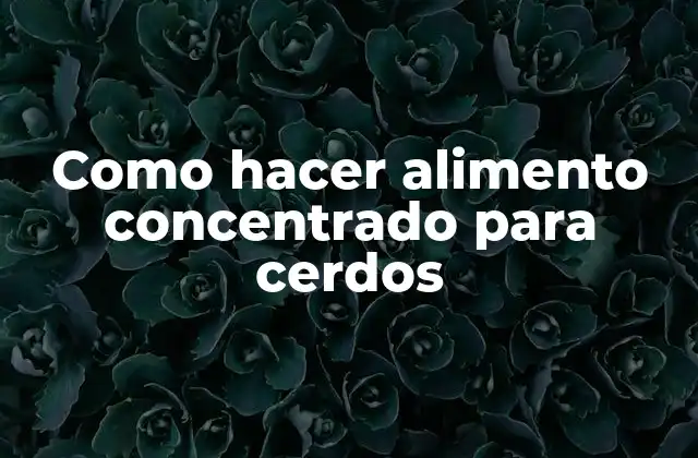 Como Hacer Alimento Concentrado para Cerdos