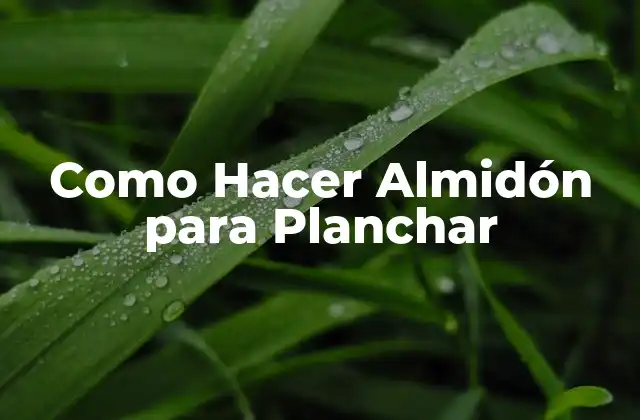 Como Hacer Almidón para Planchar