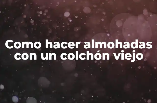 Como Hacer Almohadas con un Colchón Viejo