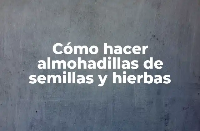 Cómo Hacer Almohadillas de Semillas y Hierbas