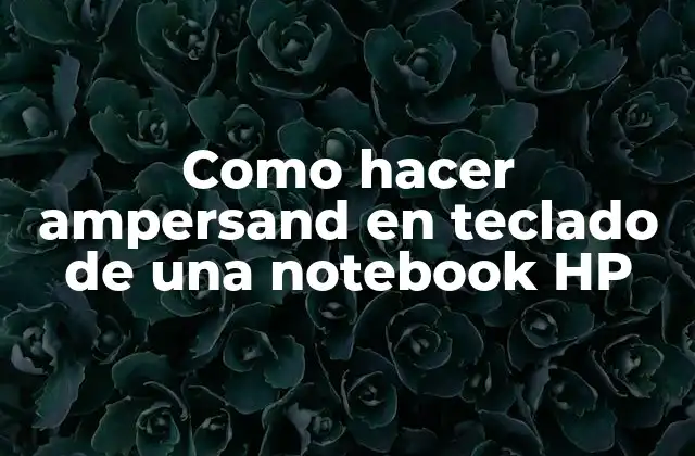 Como Hacer Ampersand en Teclado de una Notebook Hp