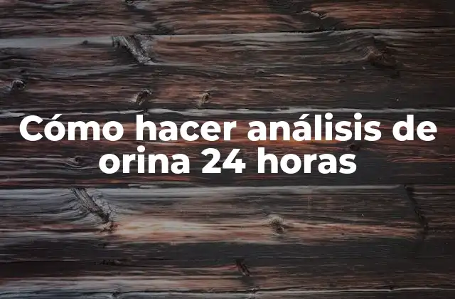 Cómo Hacer Análisis de Orina 24 Horas