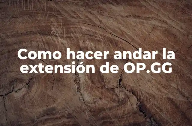 Como Hacer Andar la Extensión de Op.gg