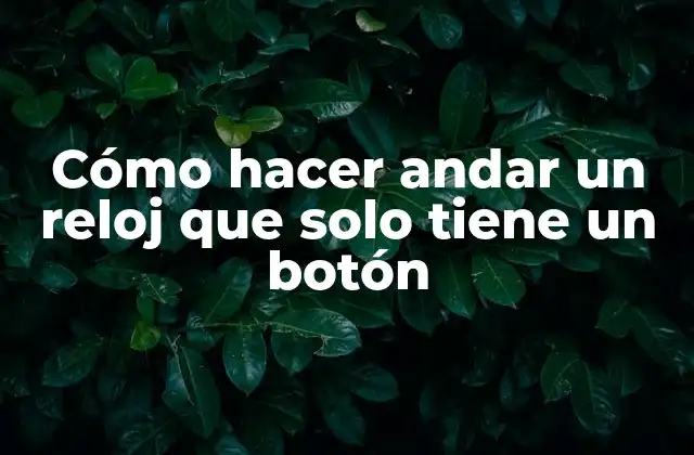 Cómo Hacer Andar un Reloj que Solo Tiene un Botón