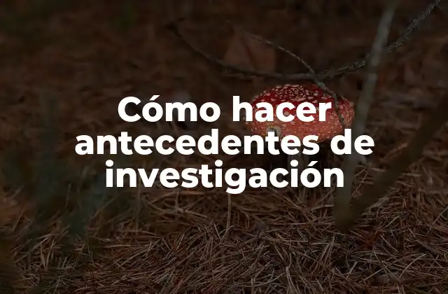 Cómo Hacer Antecedentes de Investigación 2 Cómo hacer antecedentes de investigación