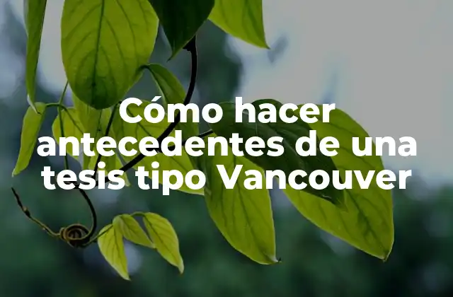 Cómo Hacer Antecedentes de una Tesis Tipo Vancouver