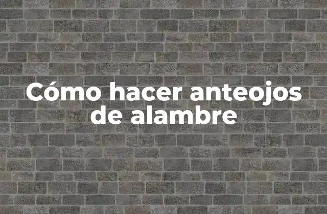 Cómo Hacer Anteojos de Alambre
