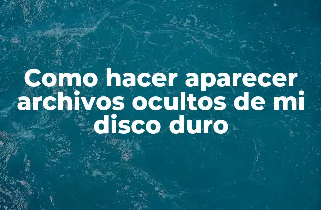 Como Hacer Aparecer Archivos Ocultos de Mi Disco Duro