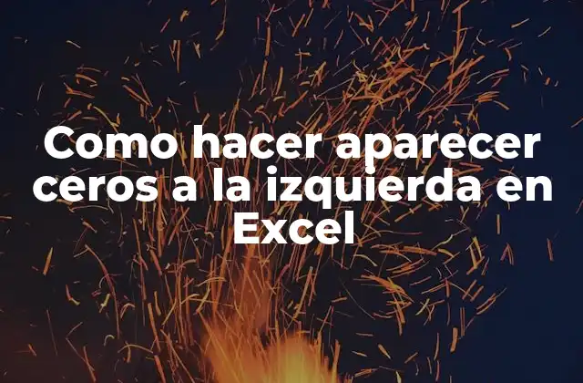 Como Hacer Aparecer Ceros a la Izquierda en Excel