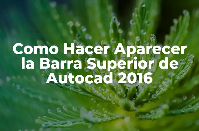 Como Hacer Aparecer la Barra Superior de Autocad 2016