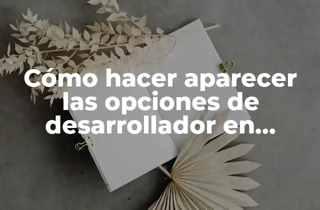 Cómo Hacer Aparecer las Opciones de Desarrollador en Android