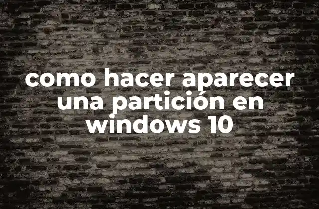 Como Hacer Aparecer una Partición en Windows 10