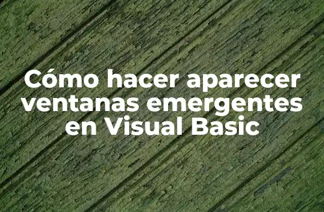 Cómo Hacer Aparecer Ventanas Emergentes en Visual Basic