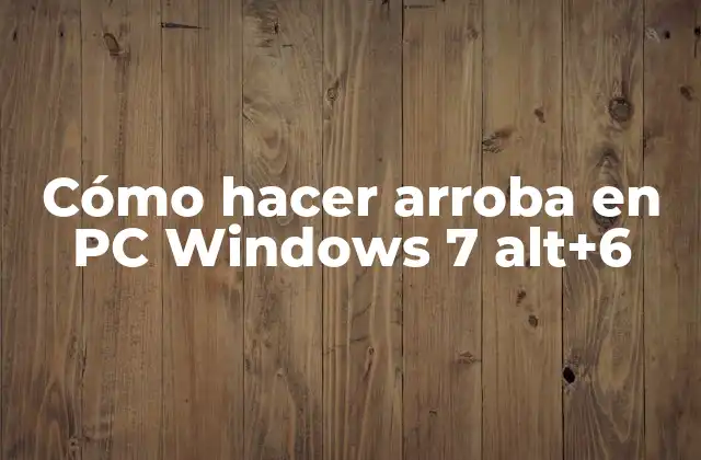Cómo Hacer Arroba en Pc Windows 7 Alt+6