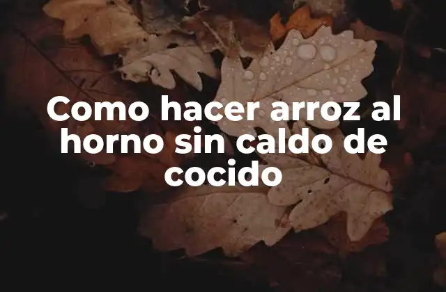 Como Hacer Arroz Al Horno sin Caldo de Cocido