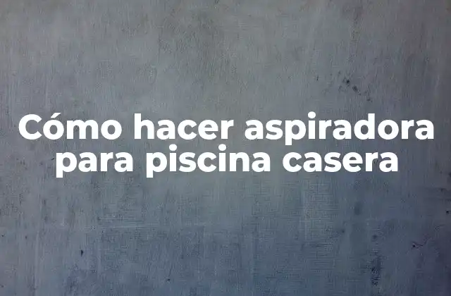 Cómo Hacer Aspiradora para Piscina Casera