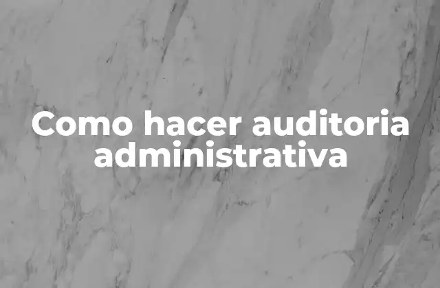Como Hacer Auditoria Administrativa